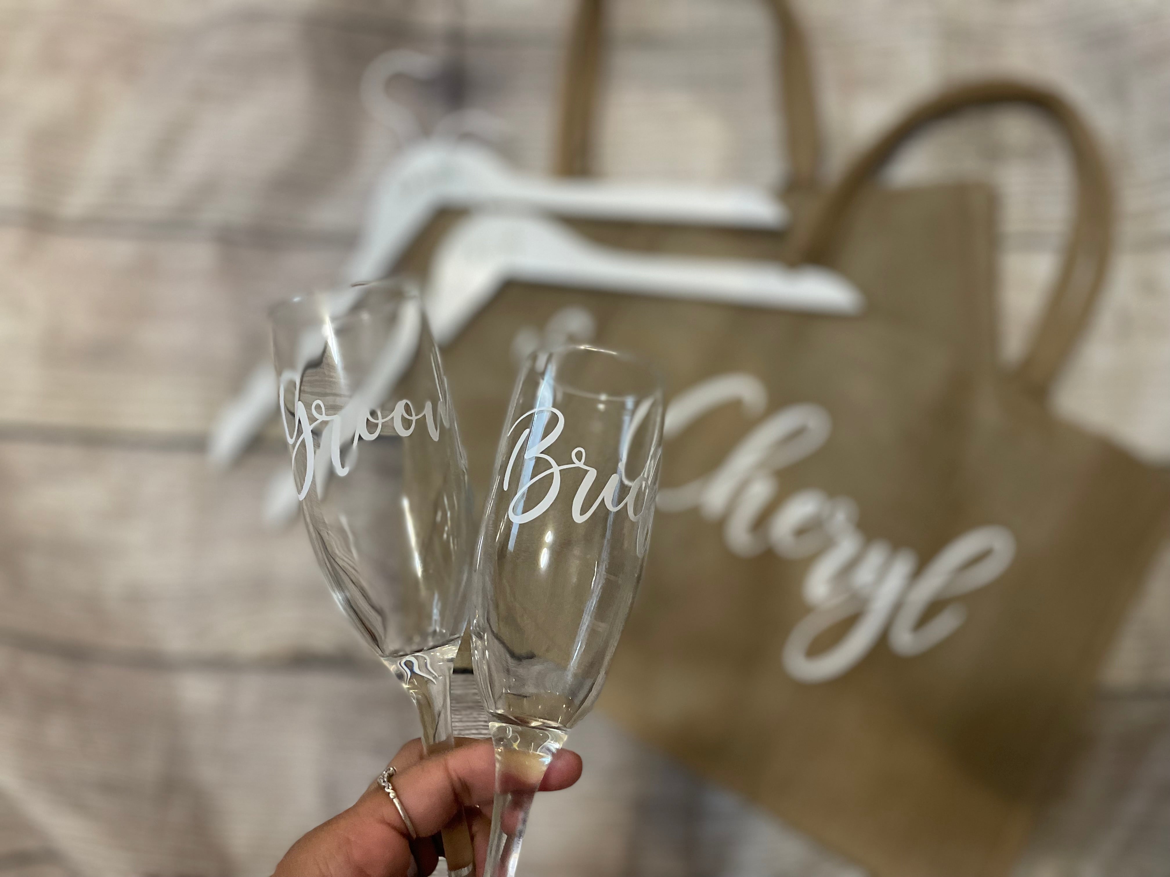 Bride and Groom Champagne Glasses